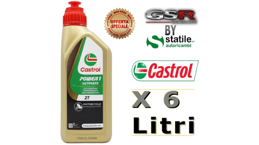 6 Litri Olio-Lubrificante Castrol Moto 2T Power 1 Ultimate Lt.1